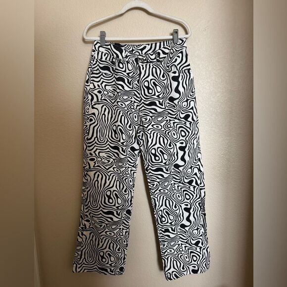 The Ragged Priest Mono Marble Dad Jean Size 30 Black White‎ Denim Messenger - Picture 3 of 9